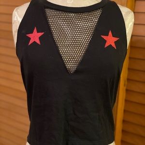 Pink by VS Red White and Lot crop shirt